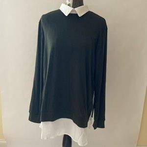 Dark green jersey with built in white blouse XXL